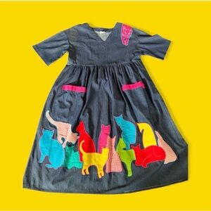 Colorful Cat Print Dress